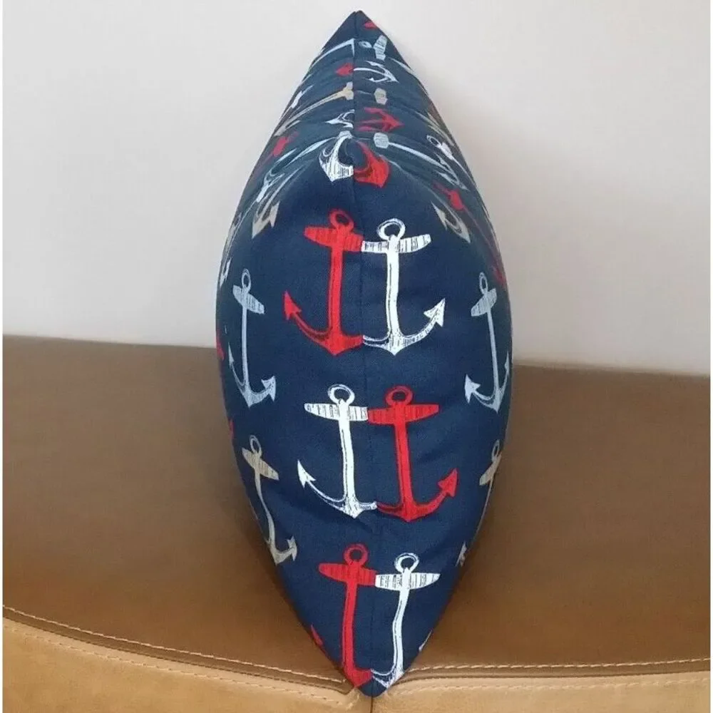 Bryant Nautical Anchors Lumbar 14X24 Zippered Throw‎ Pillow Cover Navy White NEW